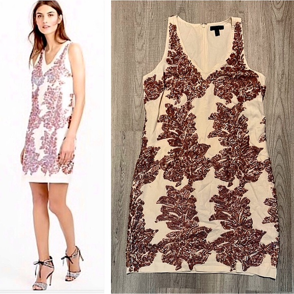 J. Crew Dresses & Skirts - HP 9/22 🎉💕🎊 EUC J.Crew cream linen & copper sequin sheath dress, size 4